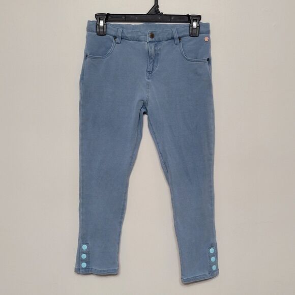Matilda Jane Girls Blue Cropped Tab Velvet Jeggings Size 16 GUC - Picture 1 of 8